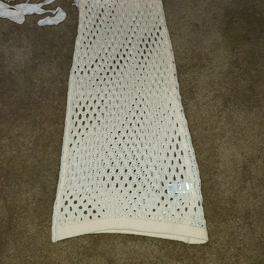 BRAND NEW NASTY GAL Crochet Tassel Tie Back Bralette and Maxi Skirt Set CREAM - Picture 4 of 13